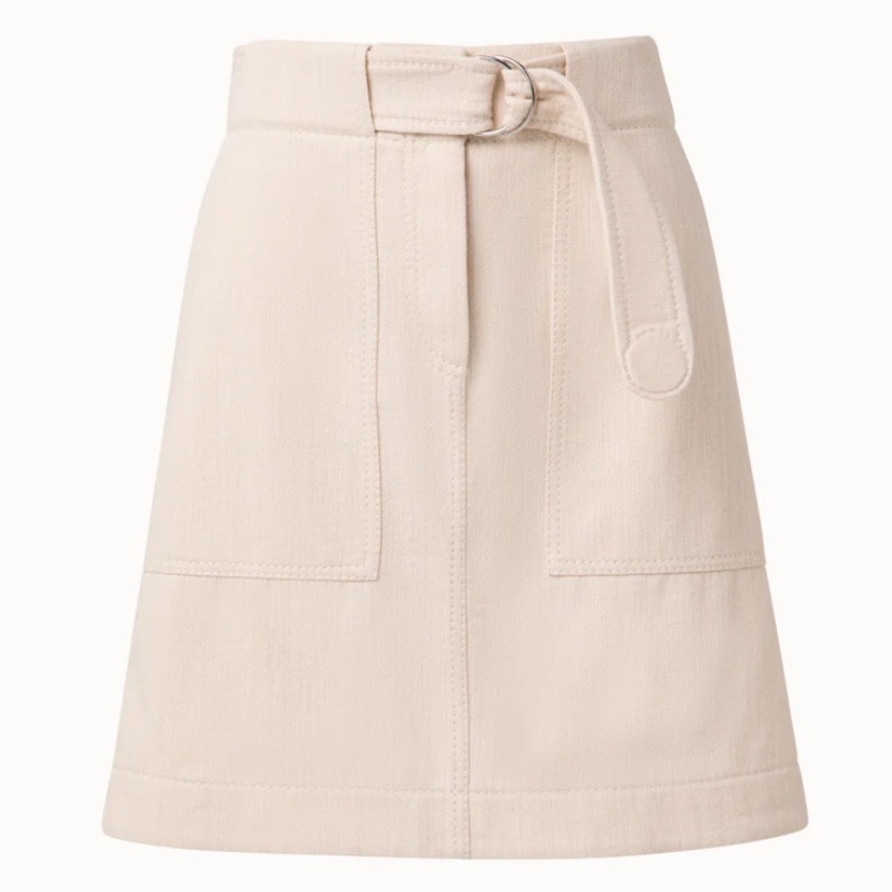 Akris Punto A-line Mini Skirt In Yarn Dyed Denim - Cashew Color